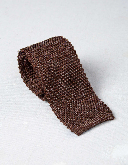 Italian Silk Linen Knit Tie in Driftwood