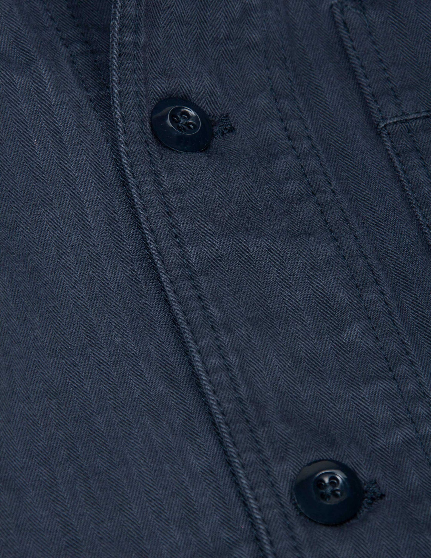 Japanese Cotton Herringbone Chore Jacket in Navy