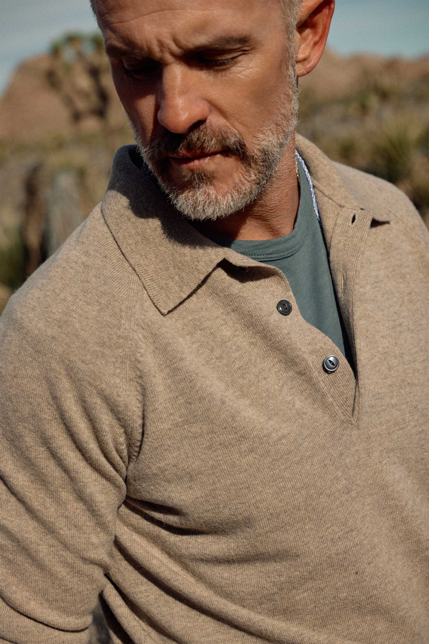 Luca Italian Wool Sweater Polo in Camel