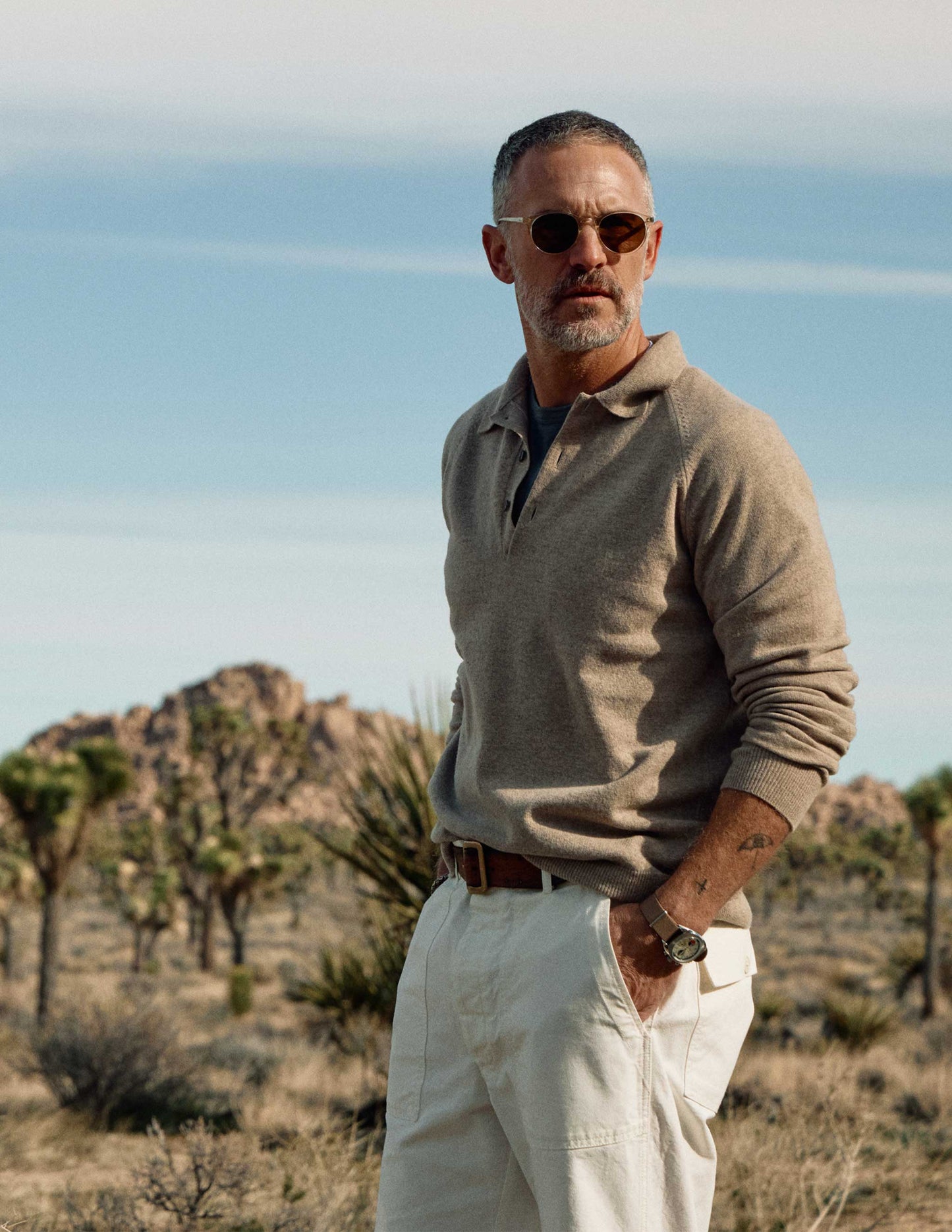 Luca Italian Wool Sweater Polo in Camel