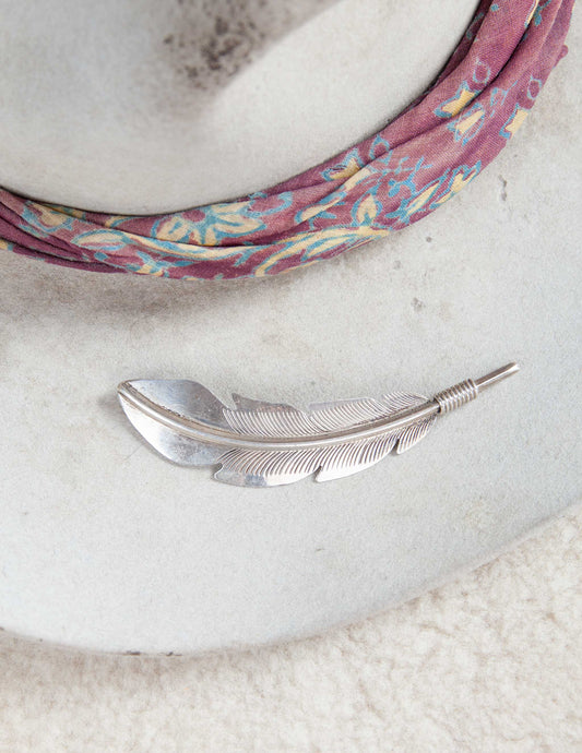 Large Vintage Sterling Feather Pin