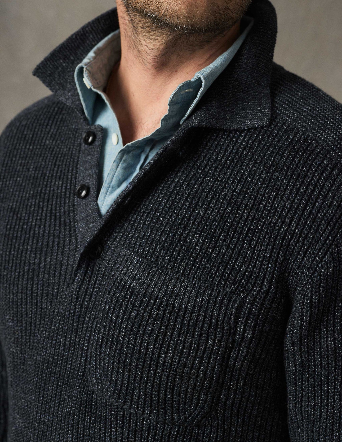 Rivay Porto Linen Cotton Sweater in Black Marl