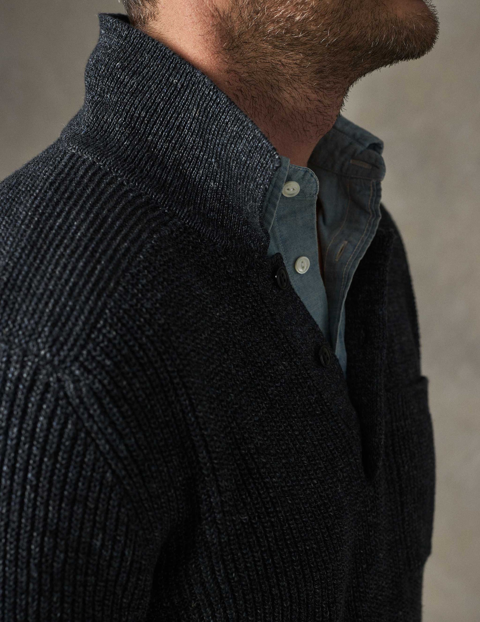Rivay Porto Linen Cotton Sweater in Black Marl