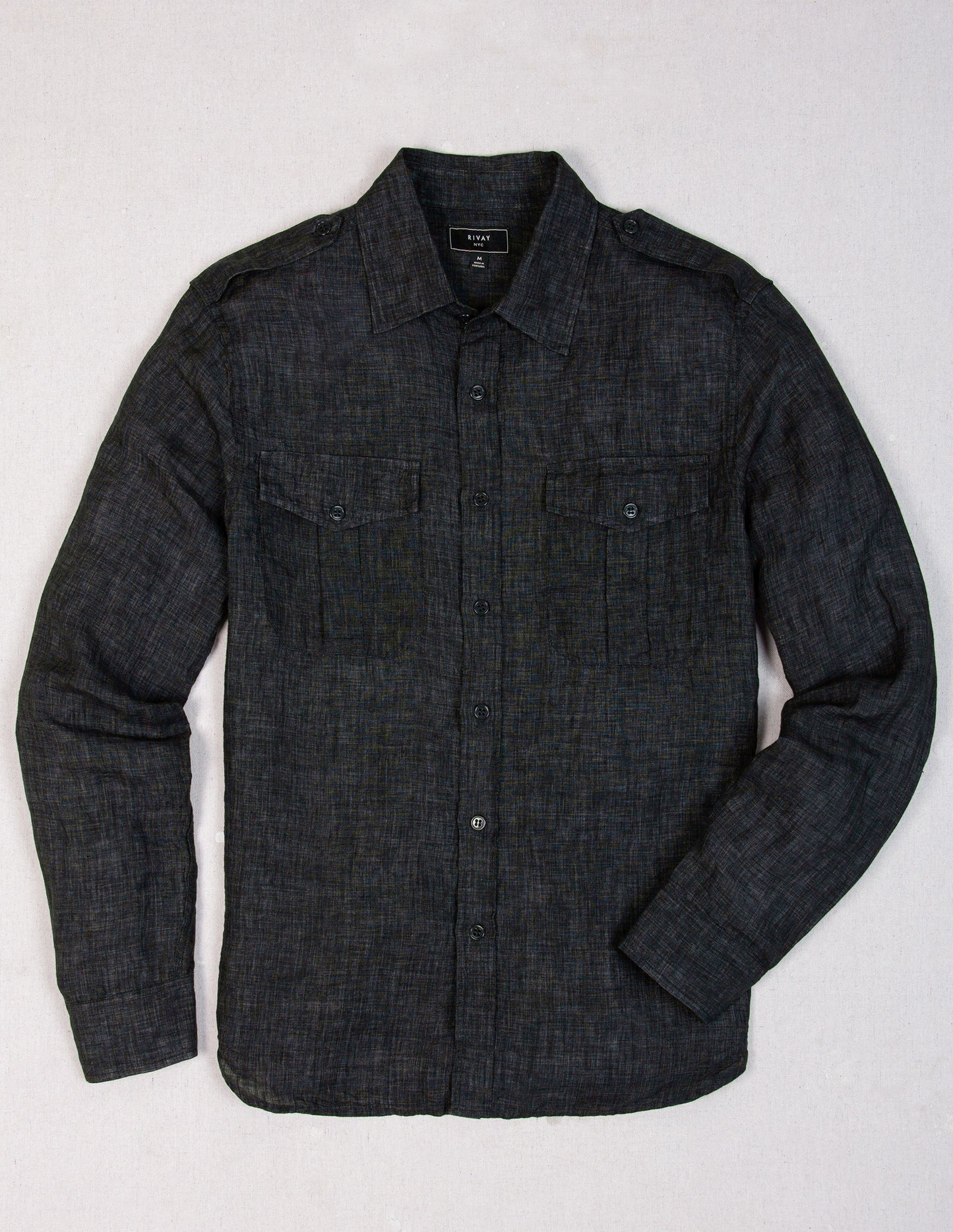 Atlas Linen Safari Shirt in Washed Black