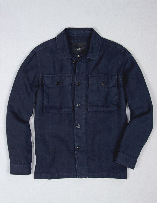 Rivay Linen Correspondent Jacket in Dark Navy