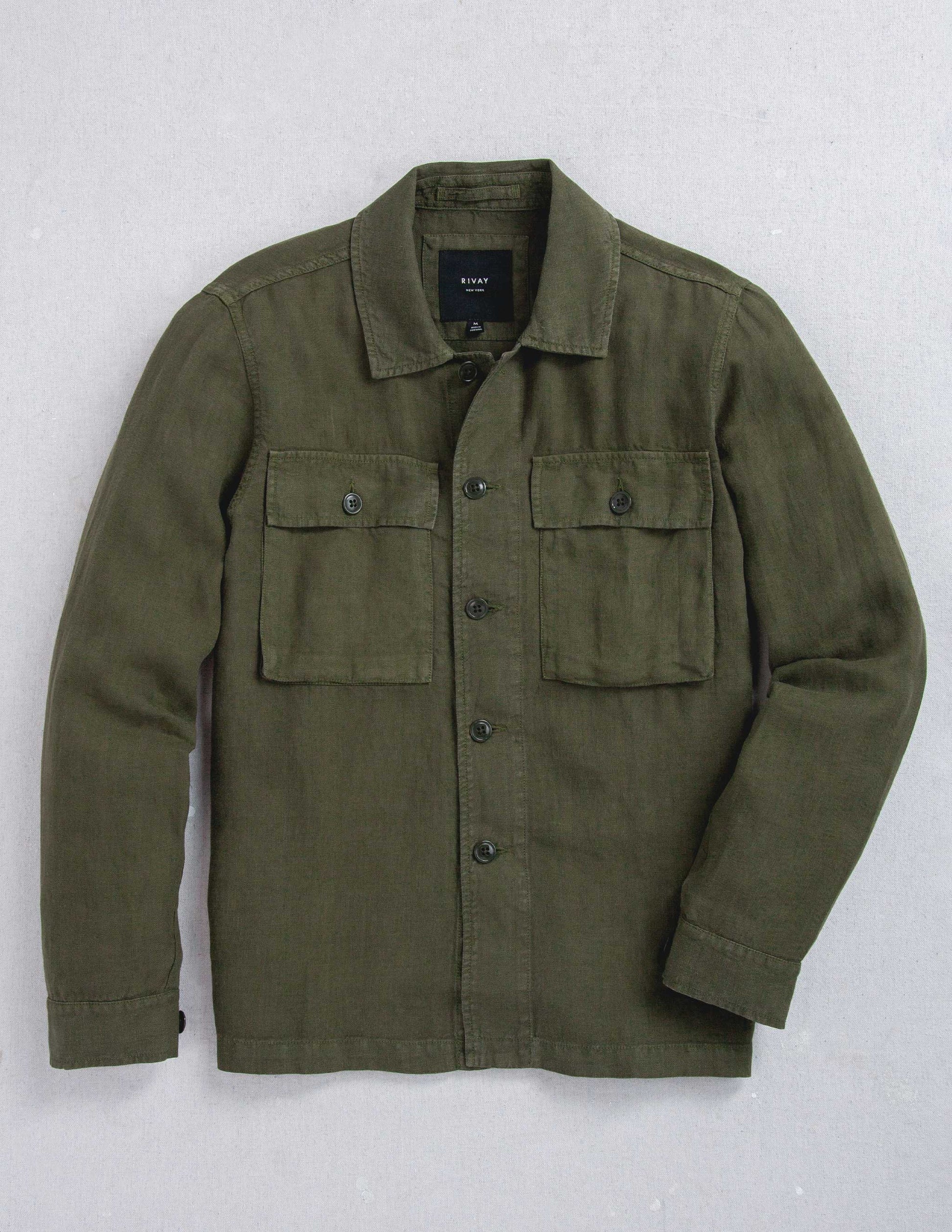 Linen Correspondent Jacket in Military Olive