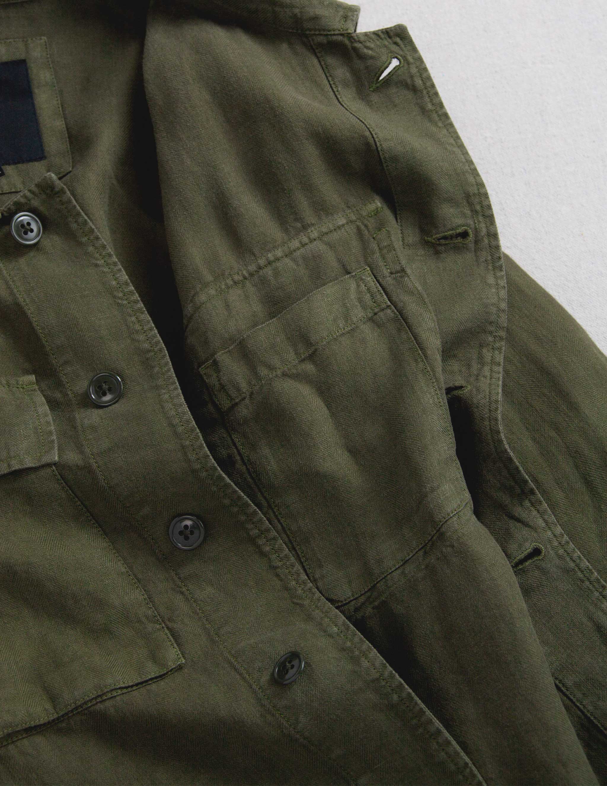 Linen Correspondent Jacket in Military Olive – RIVAY