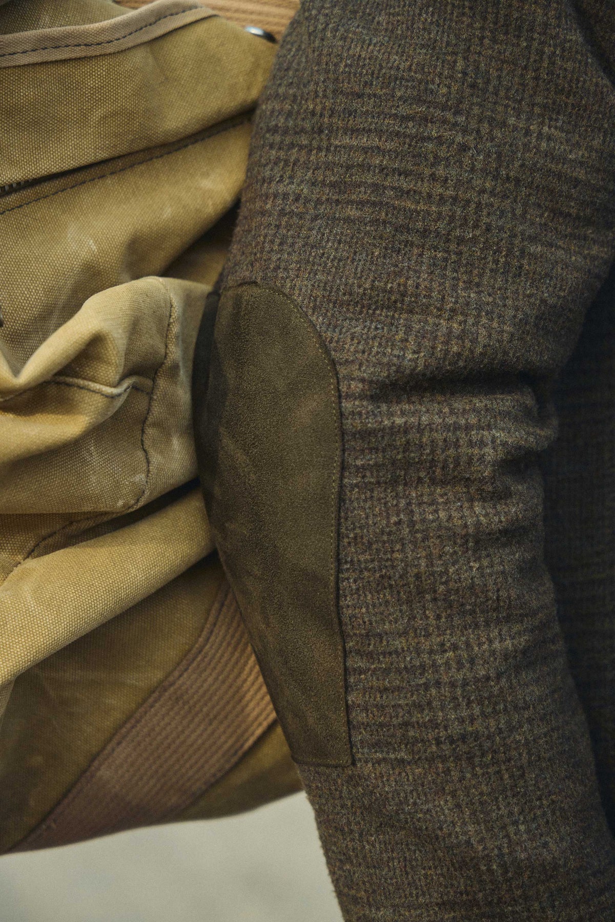 Meade Wool Glen Plaid Overshirt in Olive Drab