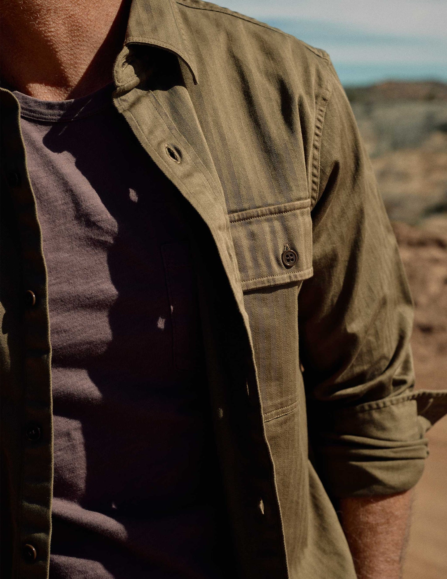 Slub Cotton Pocket Tee in Mojave Plum