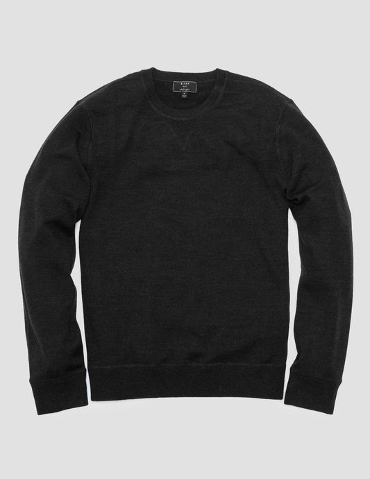 Rivay Merino Wool Crewneck Sweater in Almost Black