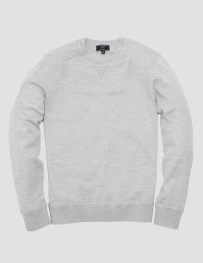 Rivay Merino Wool Crewneck Sweater in Pearl Grey
