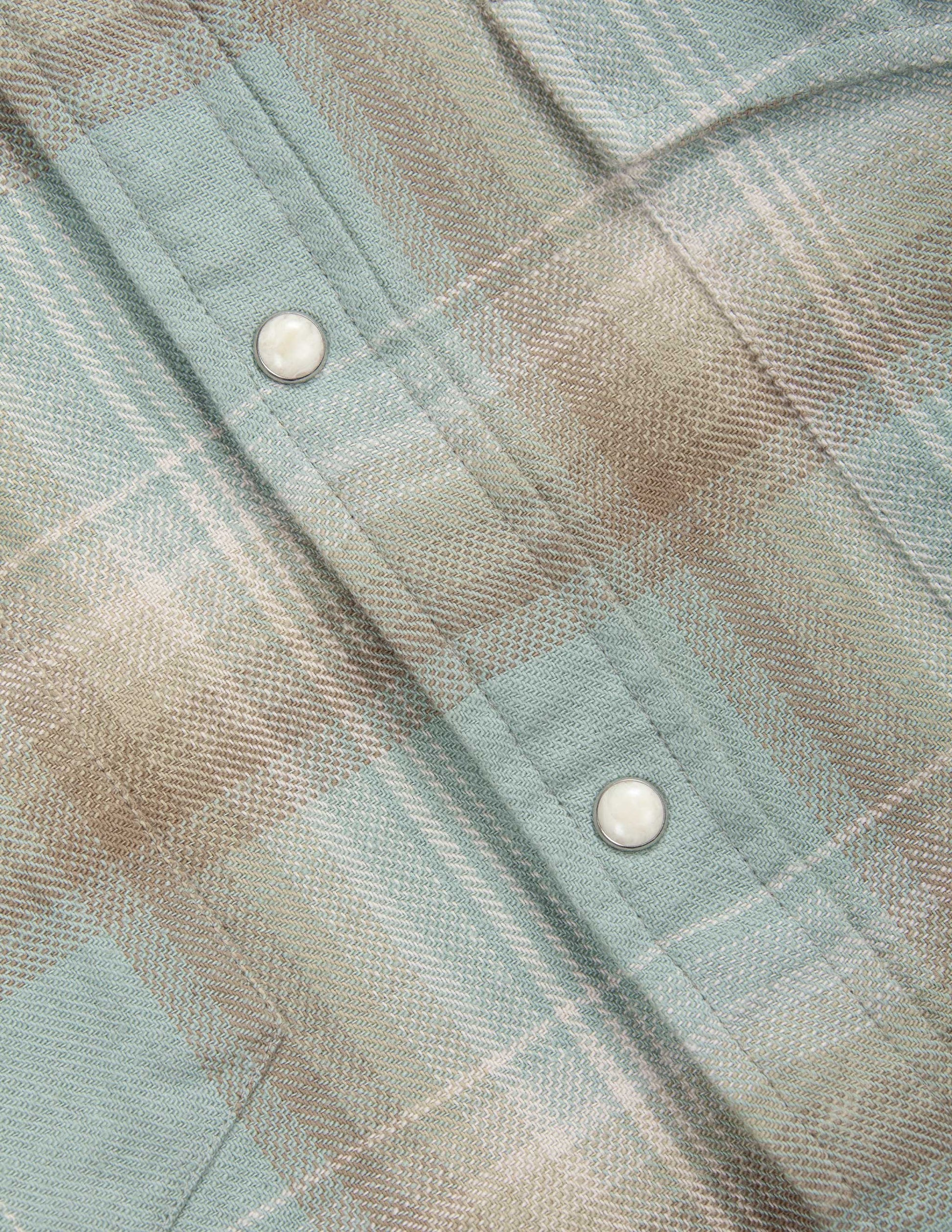 Midland Flannel Western Shirt in Stonewash Green