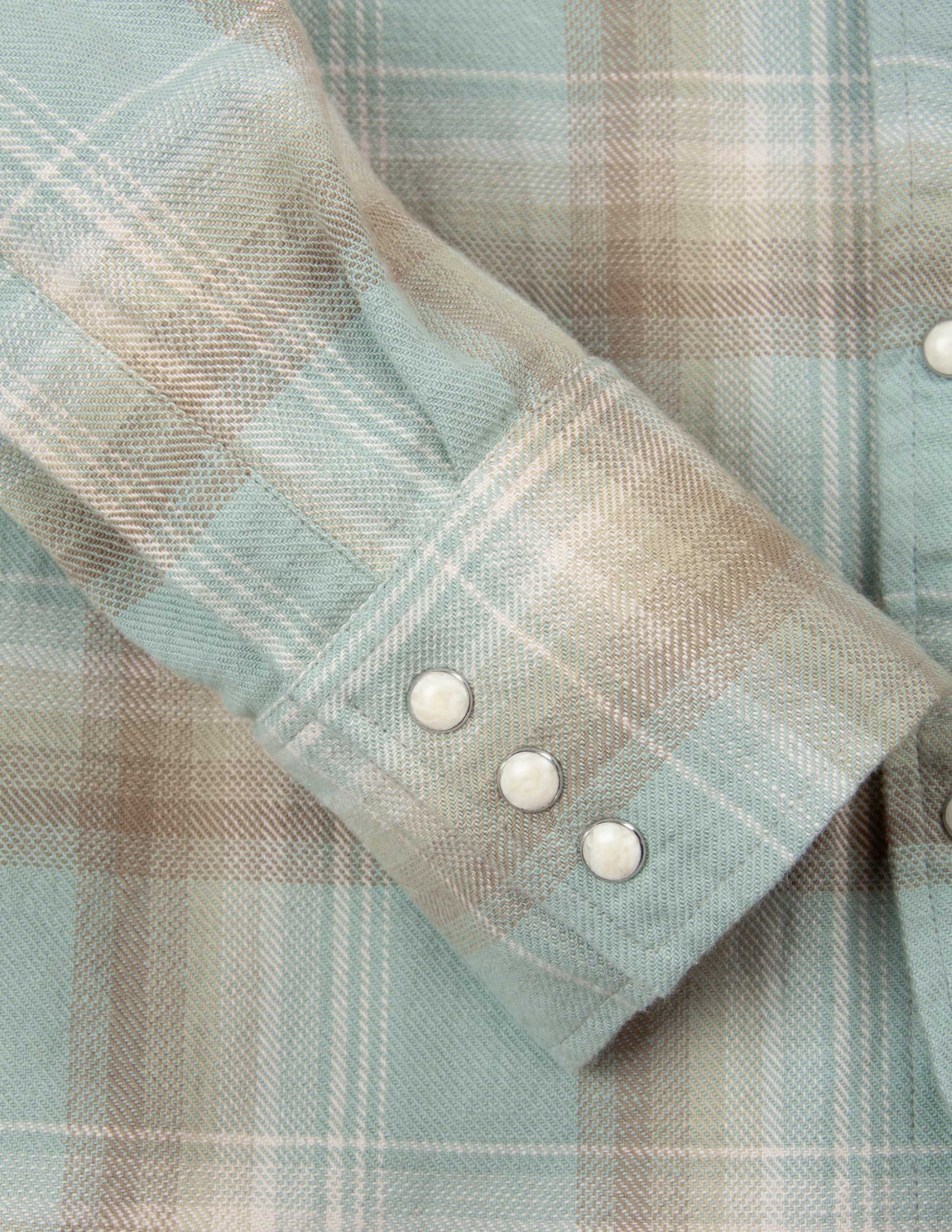 Midland Flannel Western Shirt in Stonewash Green