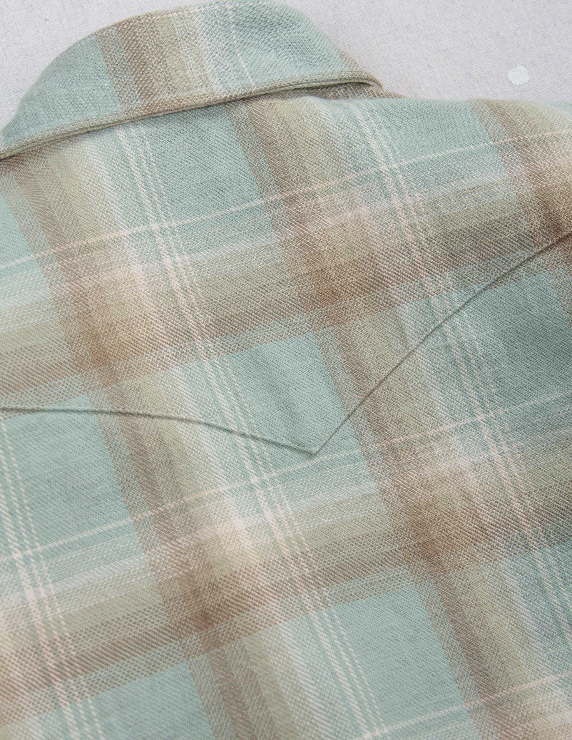 Midland Flannel Western Shirt in Stonewash Green