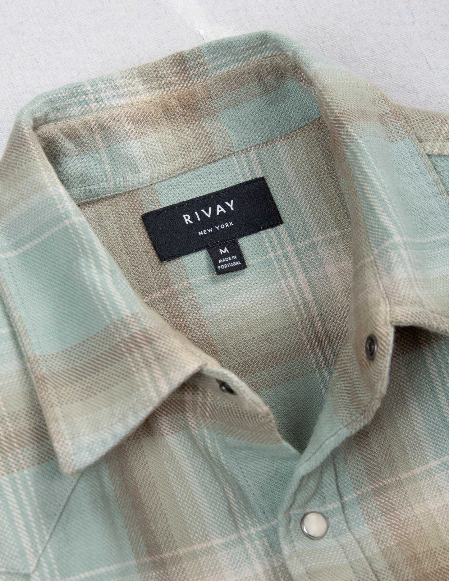 Midland Flannel Western Shirt in Stonewash Green