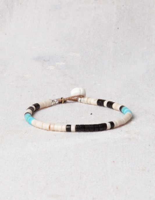 Rivay Mikia Heishi Beads Bracelet in Fossil Jasper/Turquoise