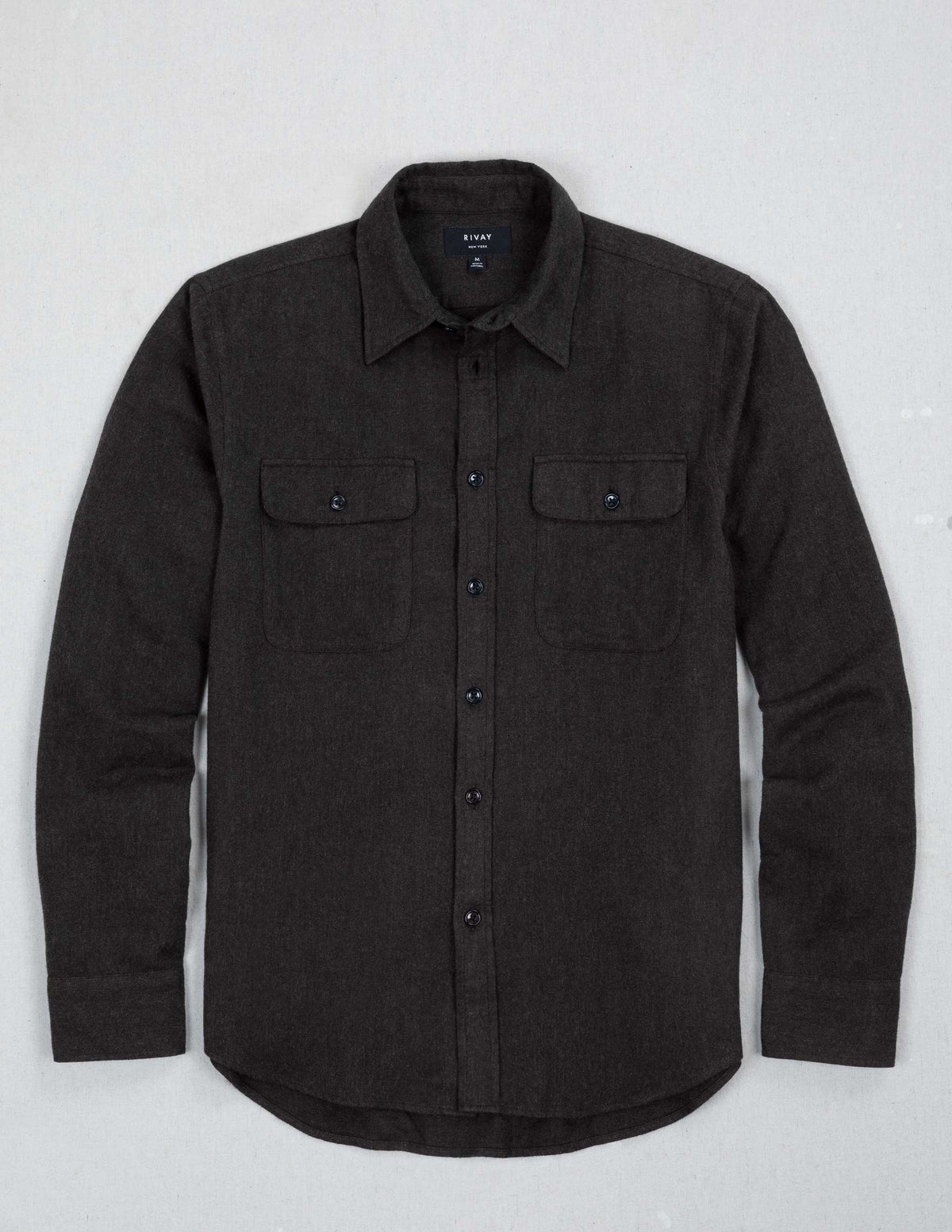 Miles Brushed Flannel Camp Shirt in Dark Brown