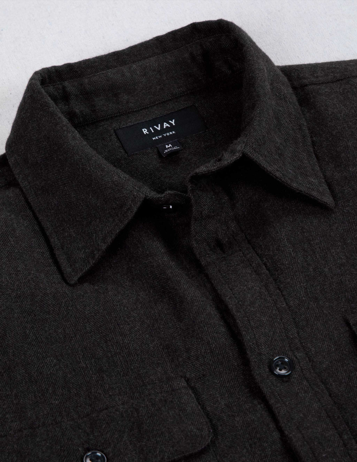 Miles Brushed Flannel Camp Shirt in Dark Brown