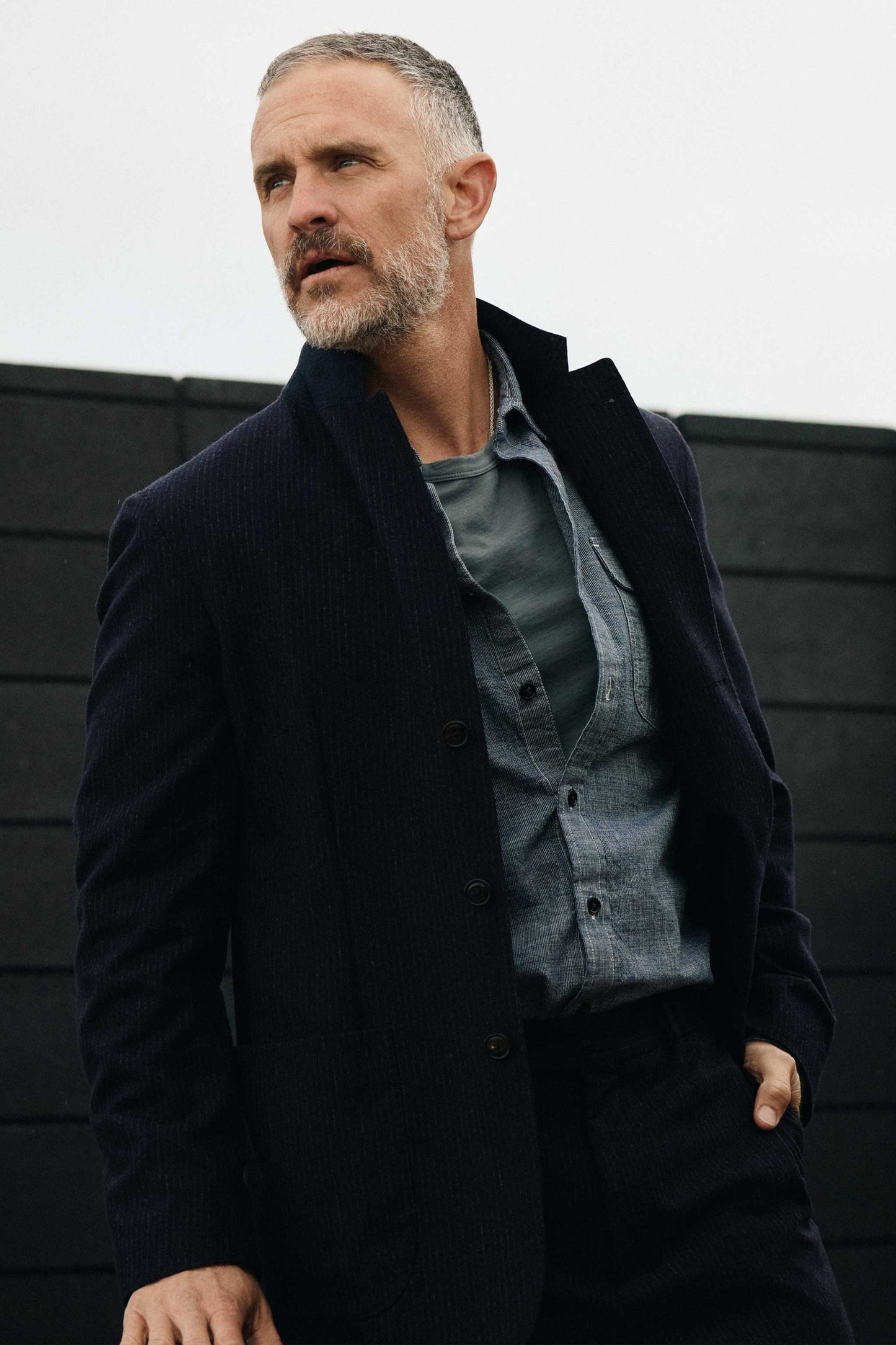 Shelby Italian Wool Suit in Navy Chalk Stripe