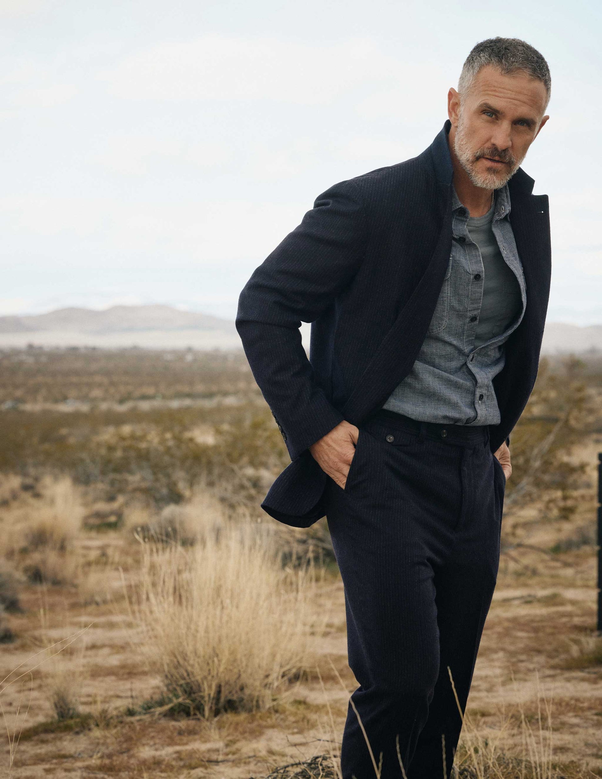Shelby Italian Wool Suit in Navy Chalk Stripe