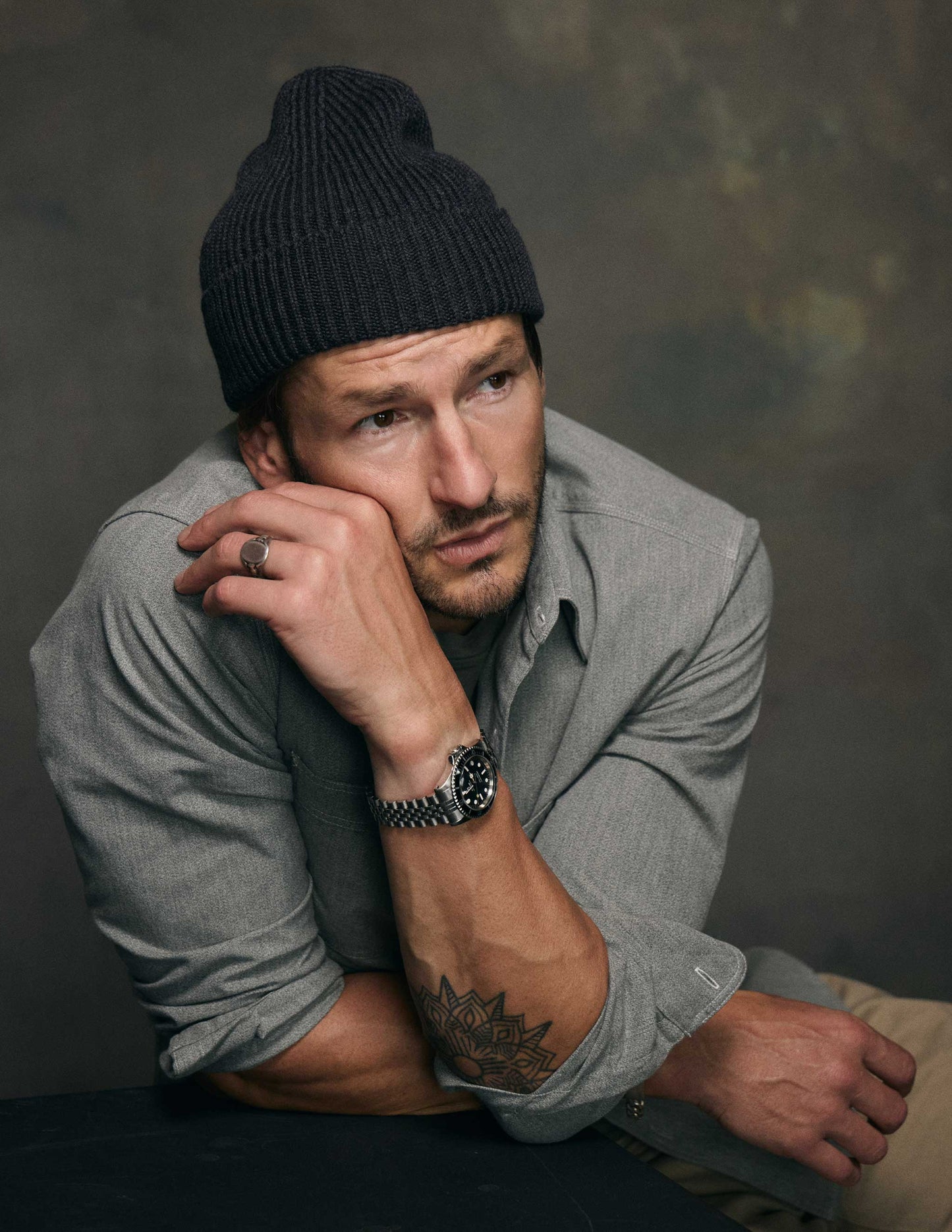 Italian Merino Wool Watch Cap in Charcoal