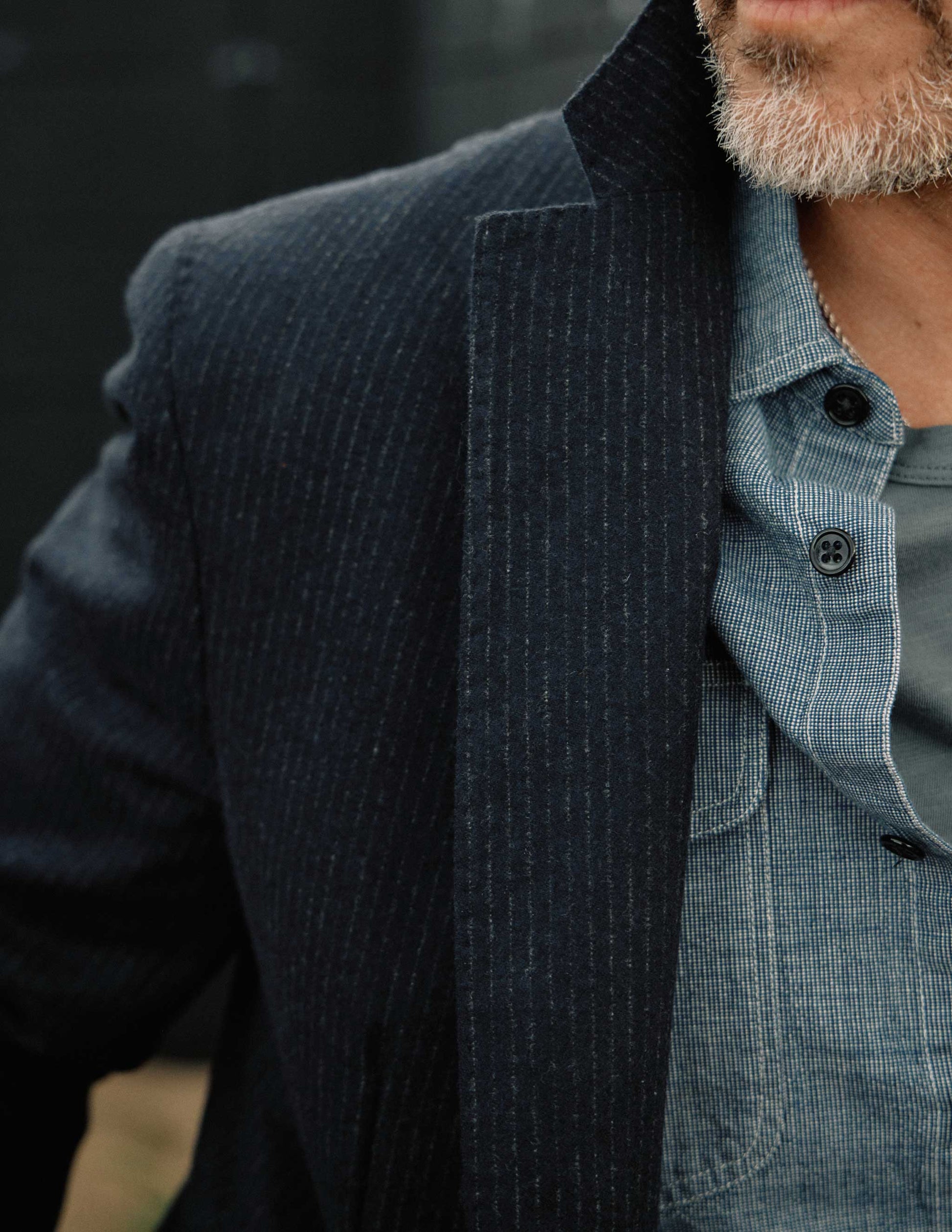Shelby Italian Wool Suit in Navy Chalk Stripe