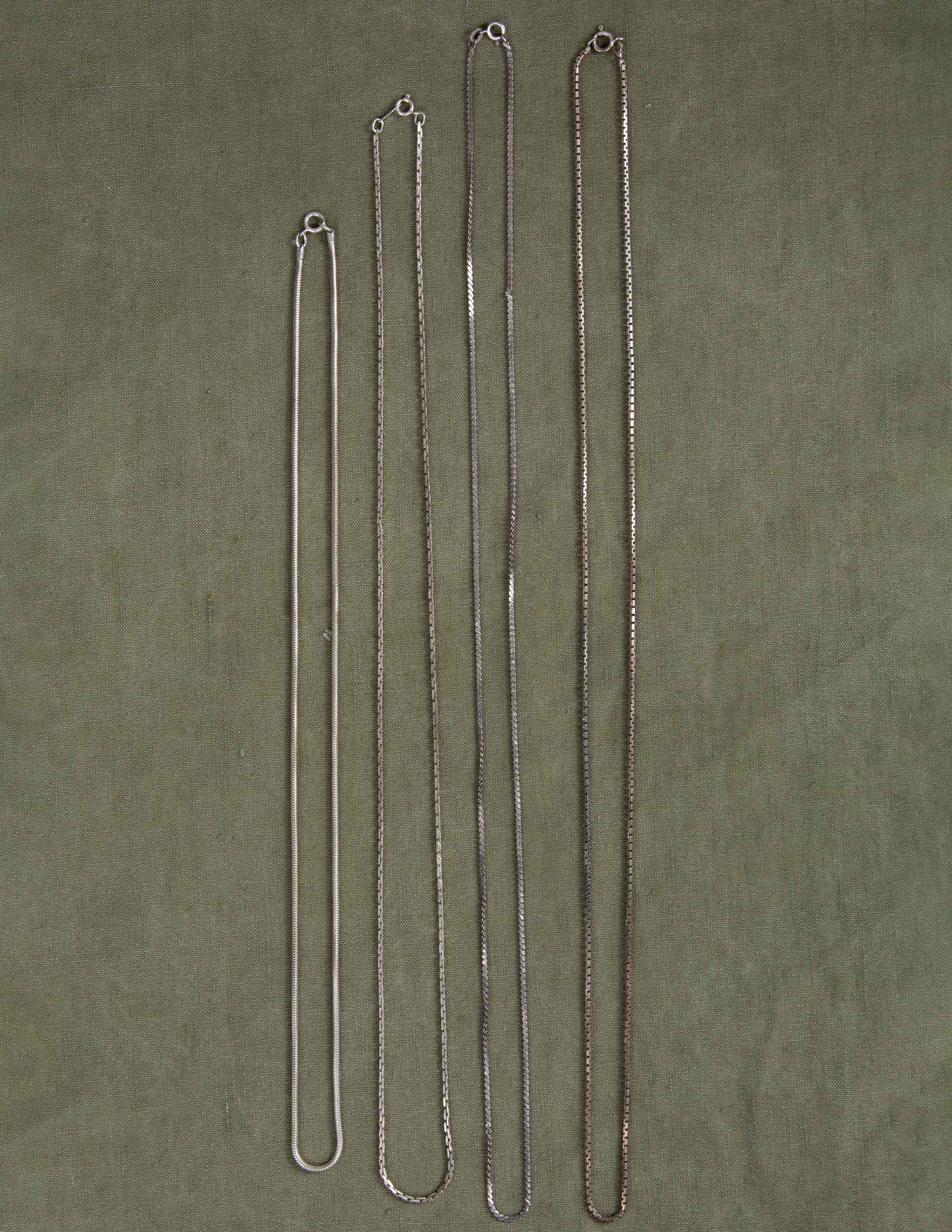 Vintage Sterling Silver Flat Link Chain Necklace
