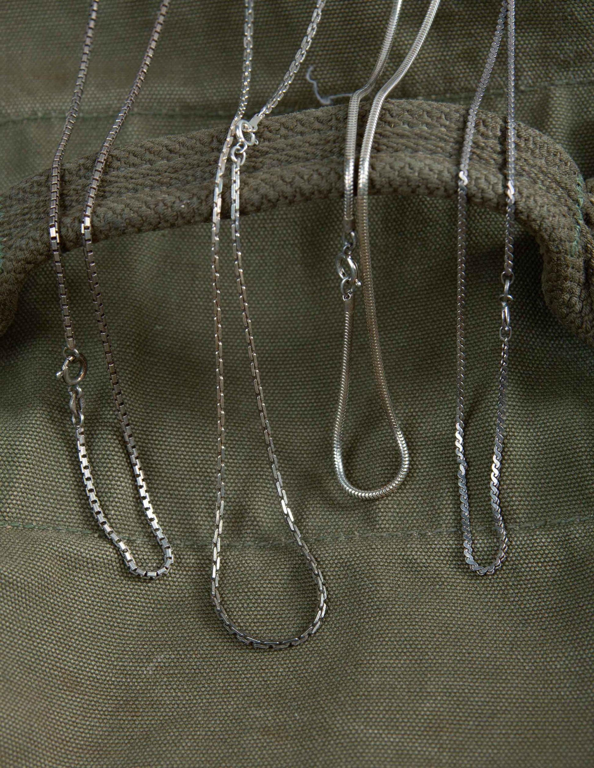 Vintage Sterling Silver Flat Link Chain Necklace