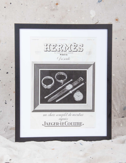 Vintage Framed Hermès × Jaeger-LeCoultre Watch Advertisement