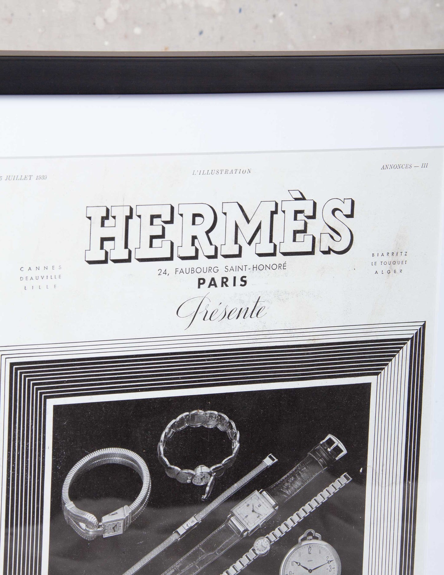 Vintage Framed Hermès × Jaeger-LeCoultre Watch Advertisement