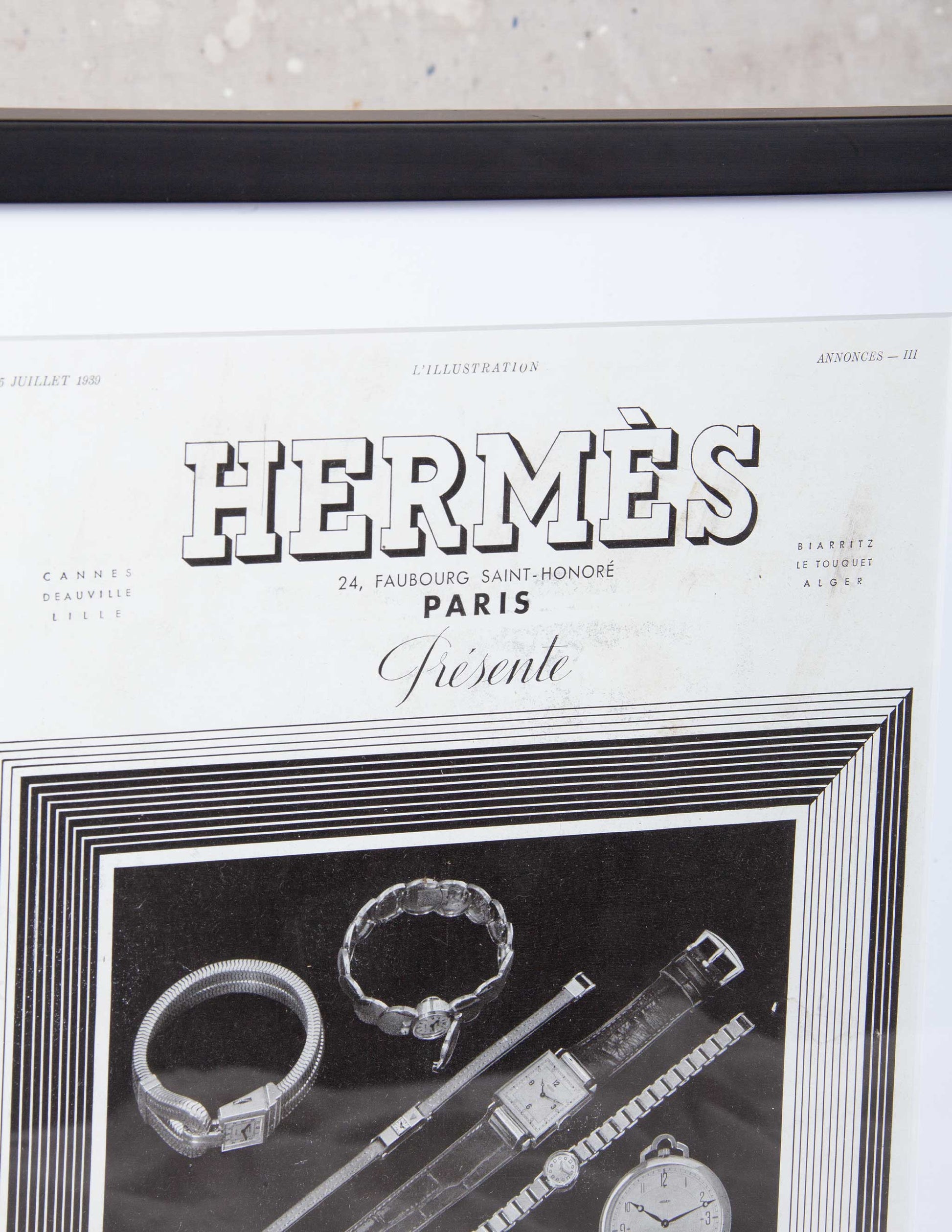 Vintage Framed Hermès × Jaeger-LeCoultre Watch Advertisement