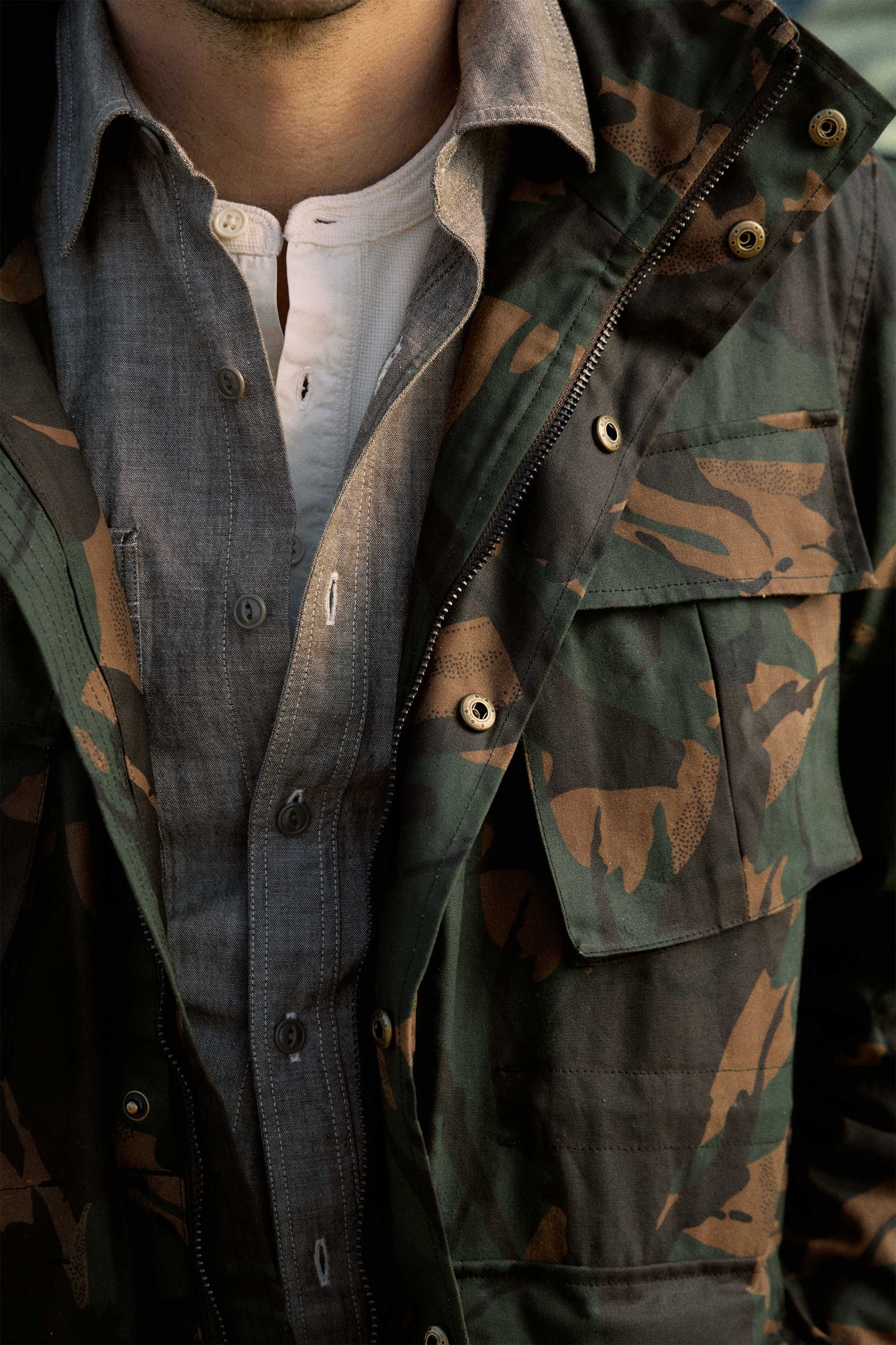 Waxed Cotton Field Jacket in British Woodlands Camo