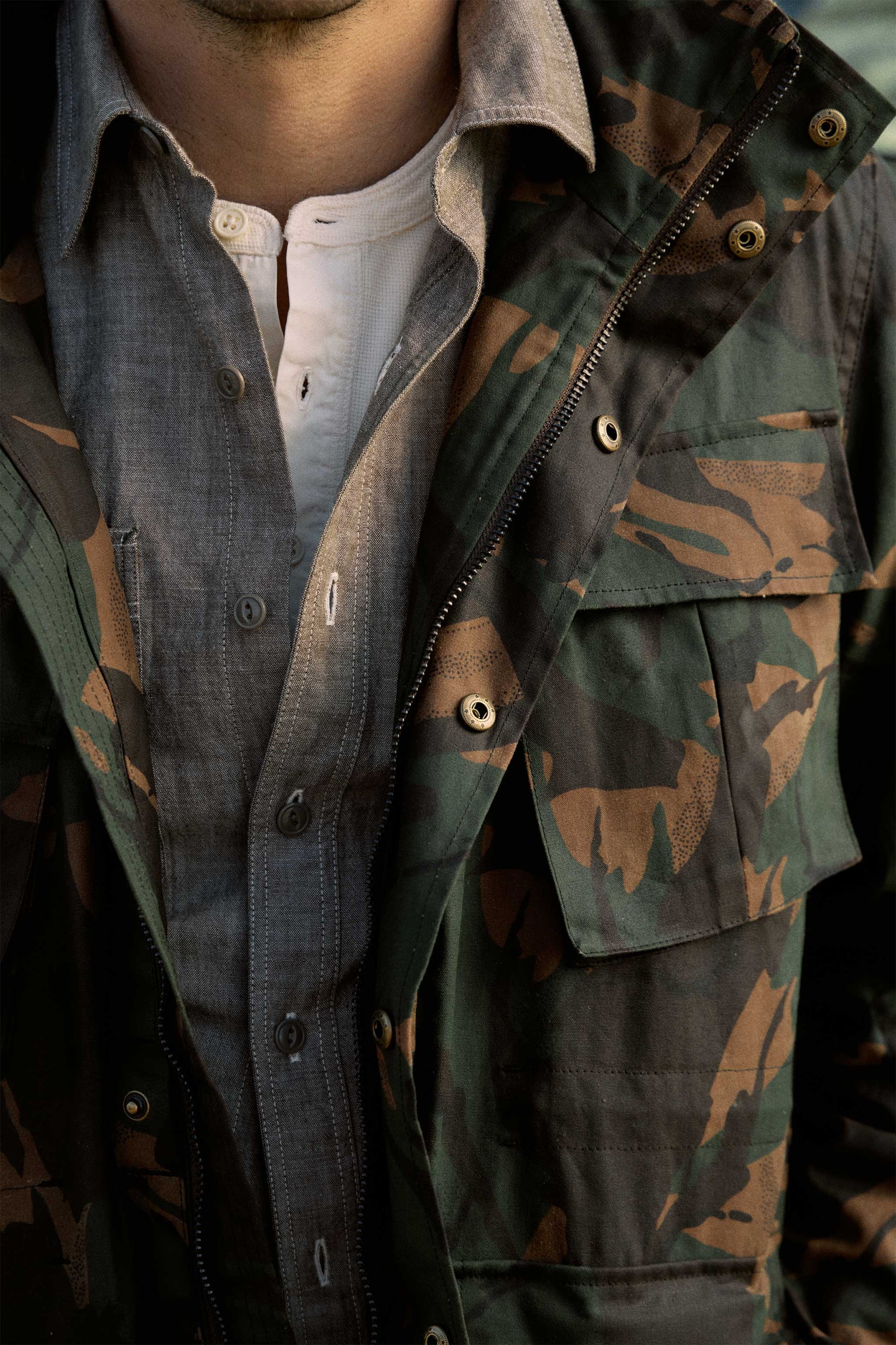 Waxed Cotton Field Jacket in British Woodlands Camo