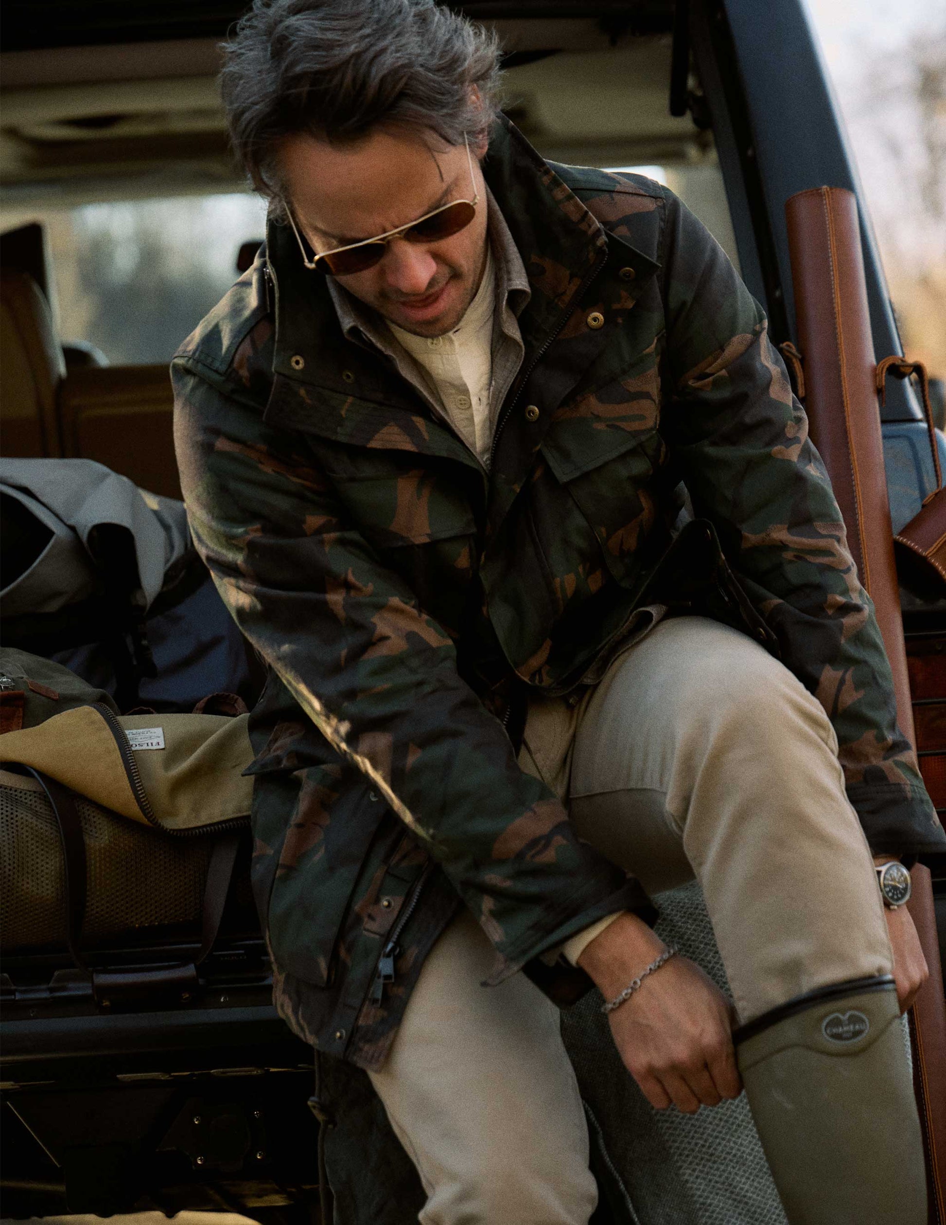 Waxed Cotton Field Jacket in British Woodlands Camo