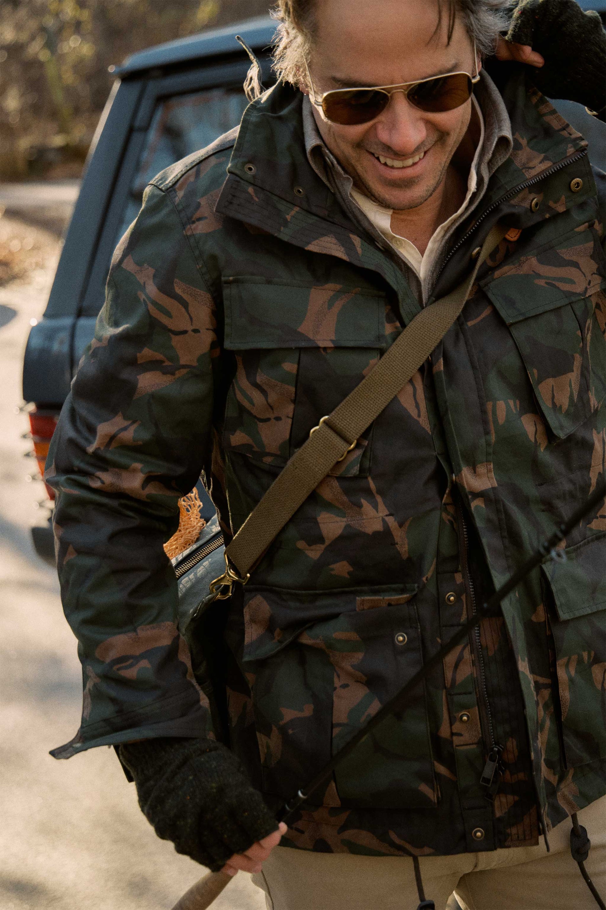 Waxed Cotton Field Jacket in British Woodlands Camo