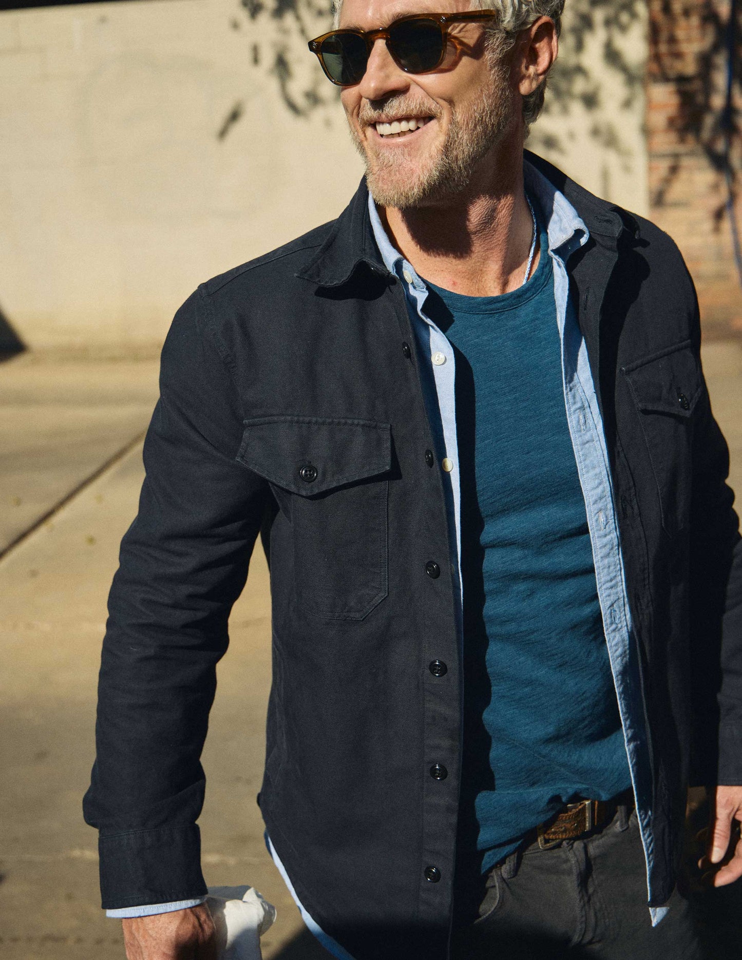 Indigo Slub Jersey Pocket Tee in Dark Wash