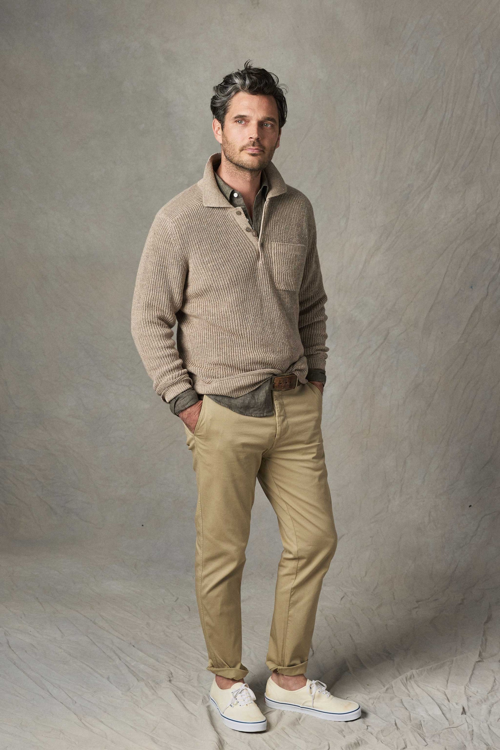Rivay Porto Linen Cotton Sweater in Driftwood