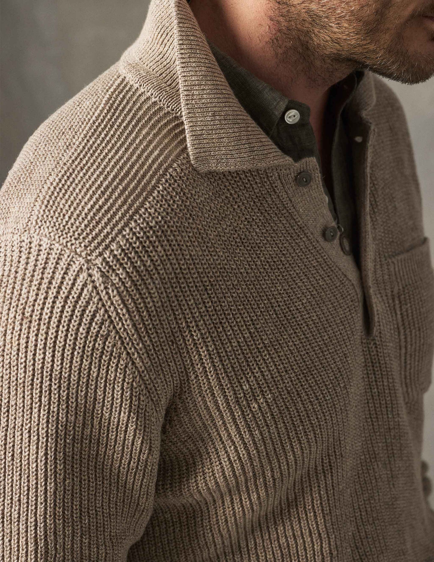 Rivay Porto Linen Cotton Sweater in Driftwood