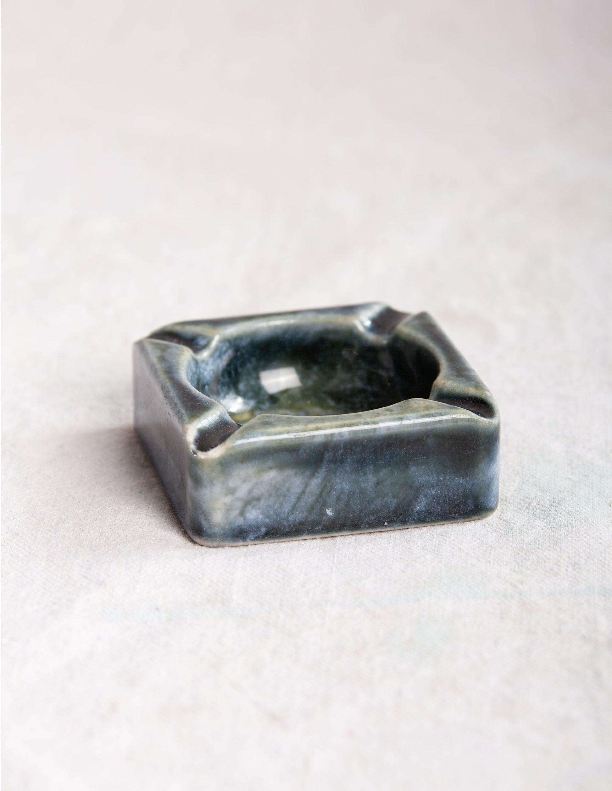 Vintage P&O Lines Ashtray in Seafoam Blue & Green Ceramic