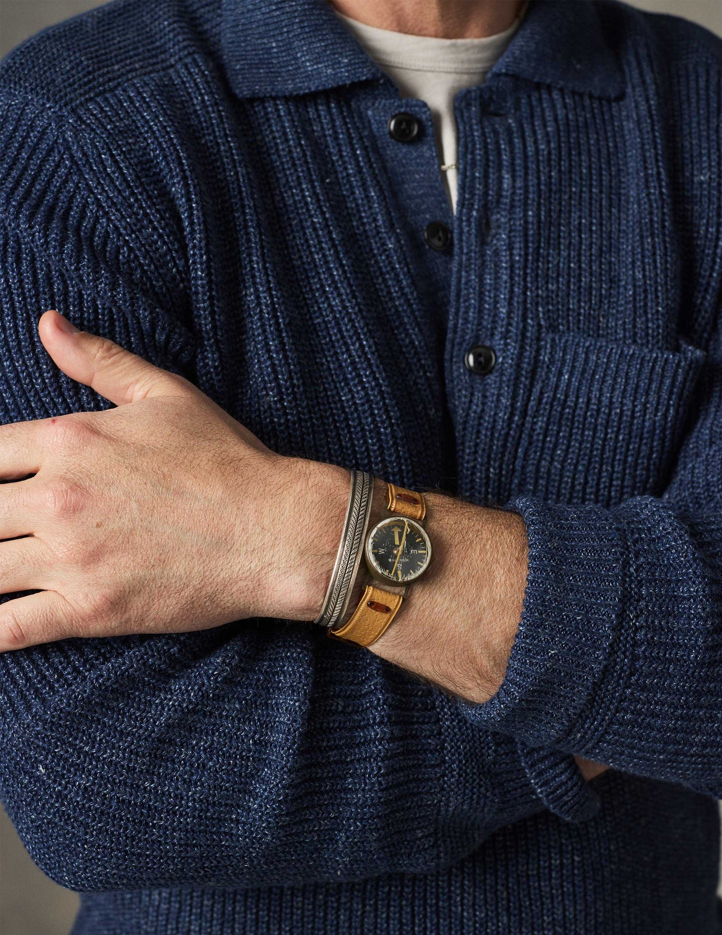 Rivay Porto Linen Cotton Sweater in Indigo