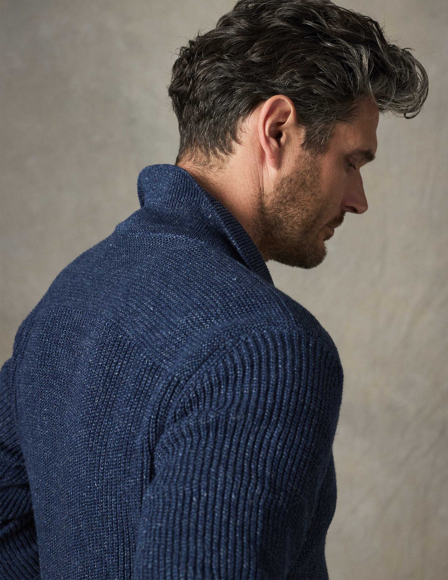 Rivay Porto Linen Cotton Sweater in Indigo
