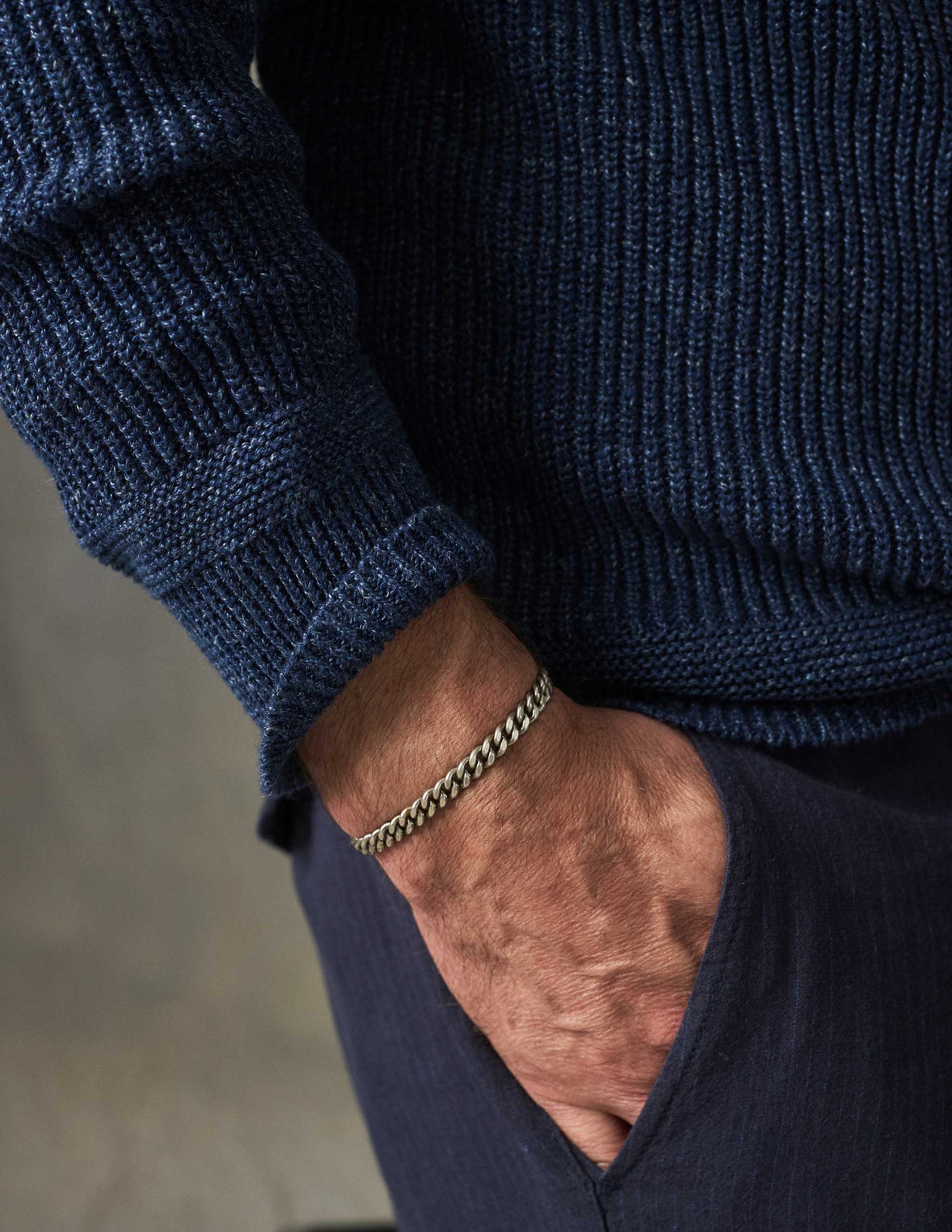 Rivay Porto Linen Cotton Sweater in Indigo