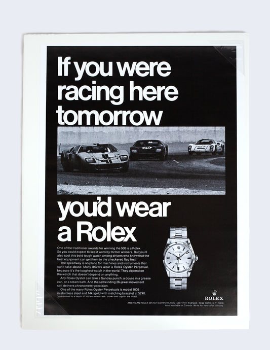 Original NOS 1968 Rolex® Oyster Perpetual Racing Advertising Poster