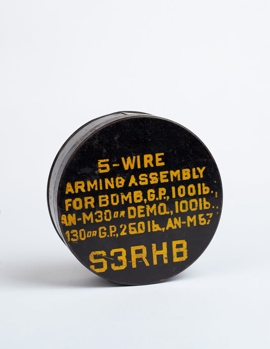 Vintage Black and Yellow Military Tin