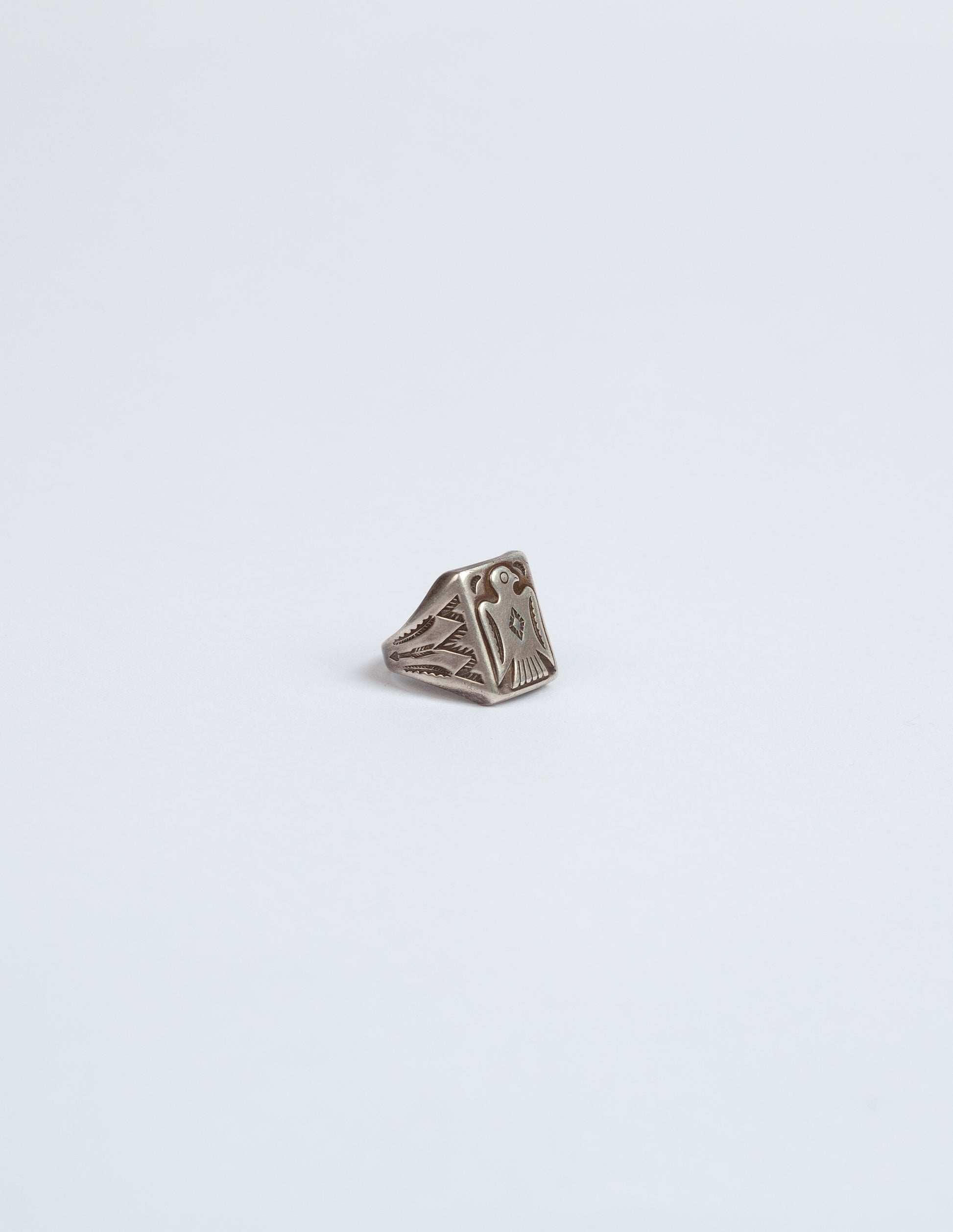 Rivay 1930's Trading Post Sterling Silver Thunderbird Ring Size 13