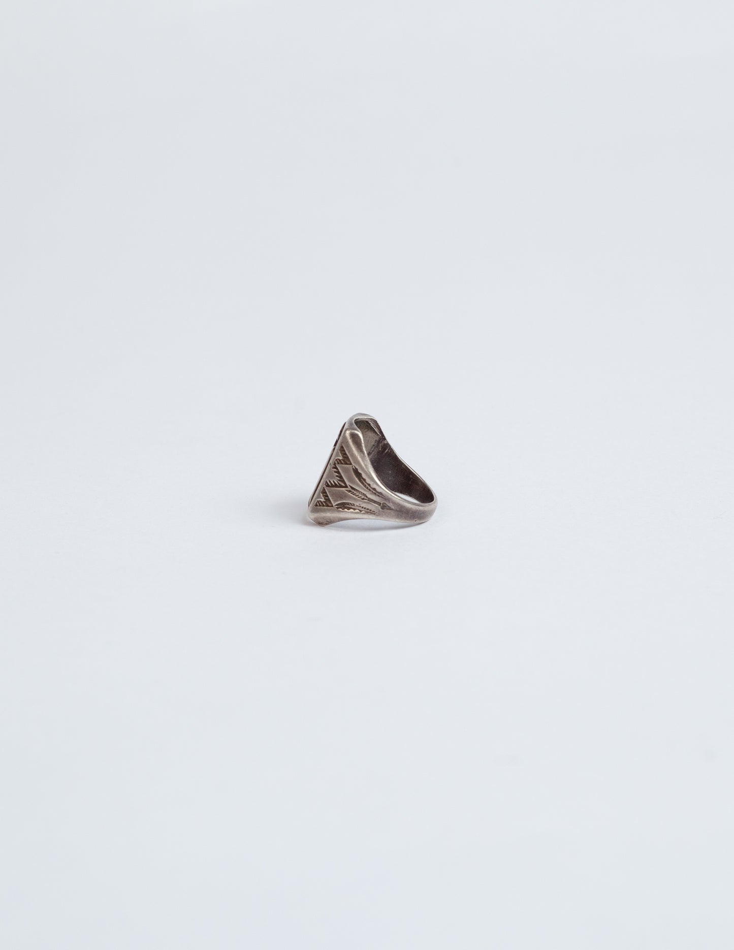 Rivay 1930's Trading Post Sterling Silver Thunderbird Ring Size 13