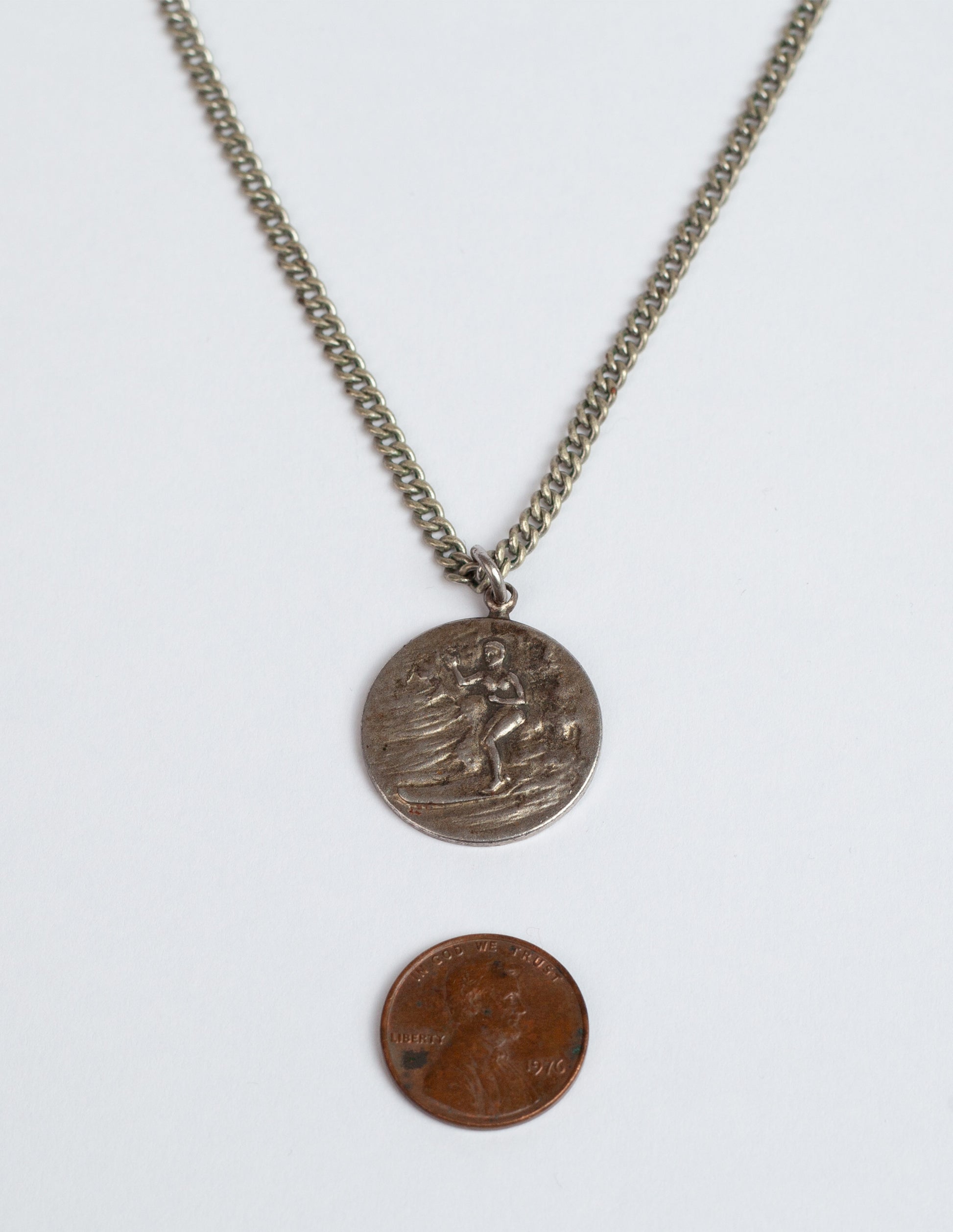 1960's Vintage 1" Sterling Silver Surfer's Cross Necklace