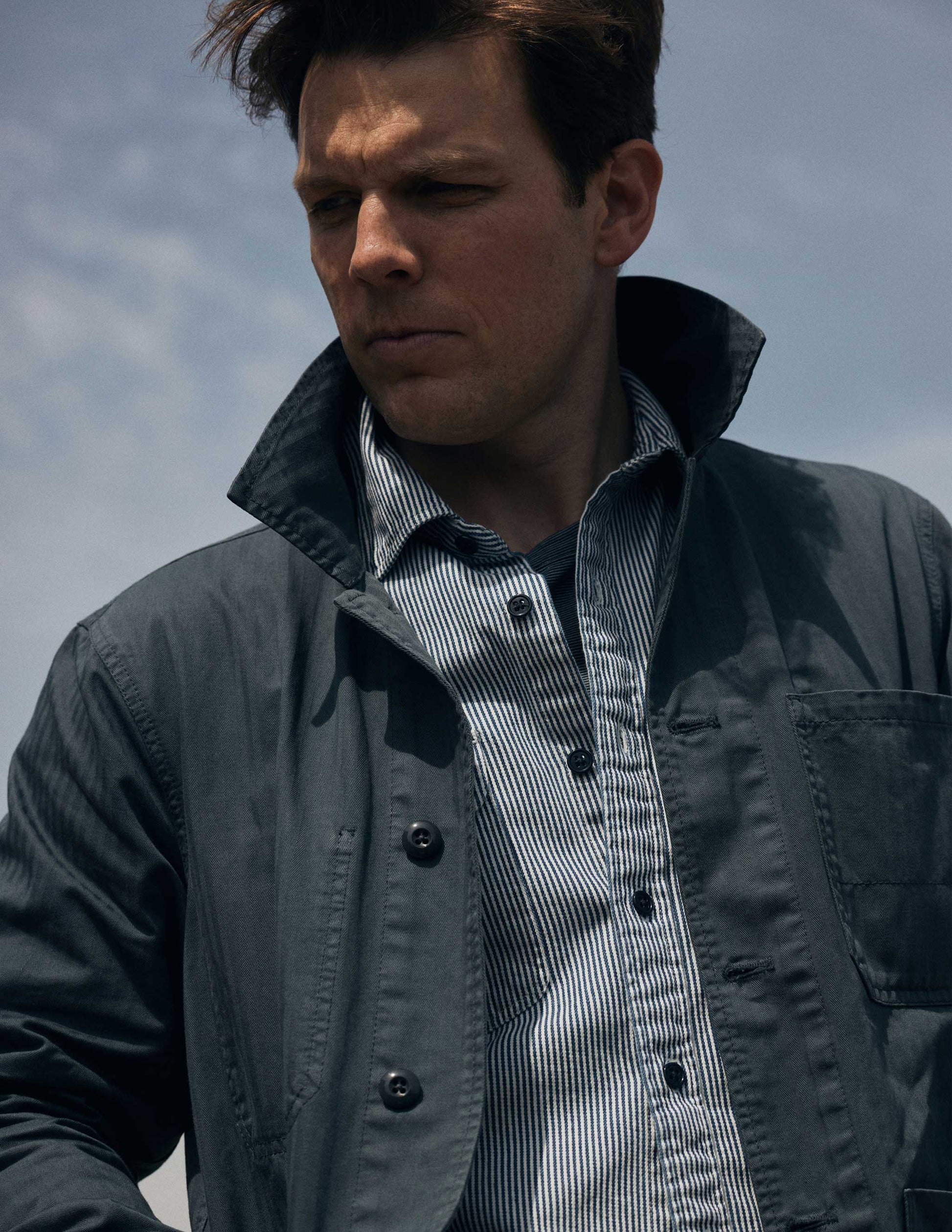 Rivay & A Continuous Lean Chore Jacket in Rivay Racing Green featuring Jake Lacy