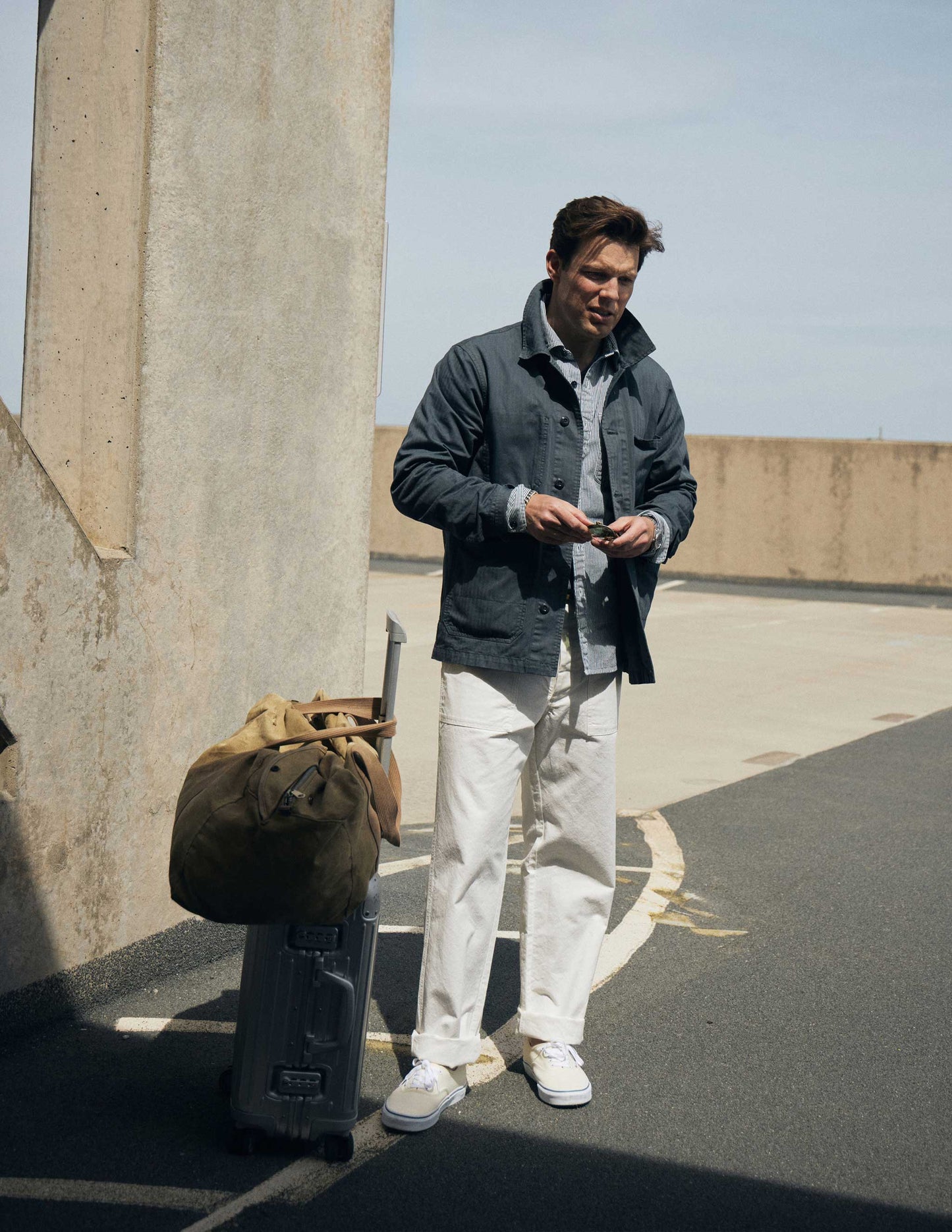 Rivay & A Continuous Lean Chore Jacket in Rivay Racing Green featuring Jake Lacy
