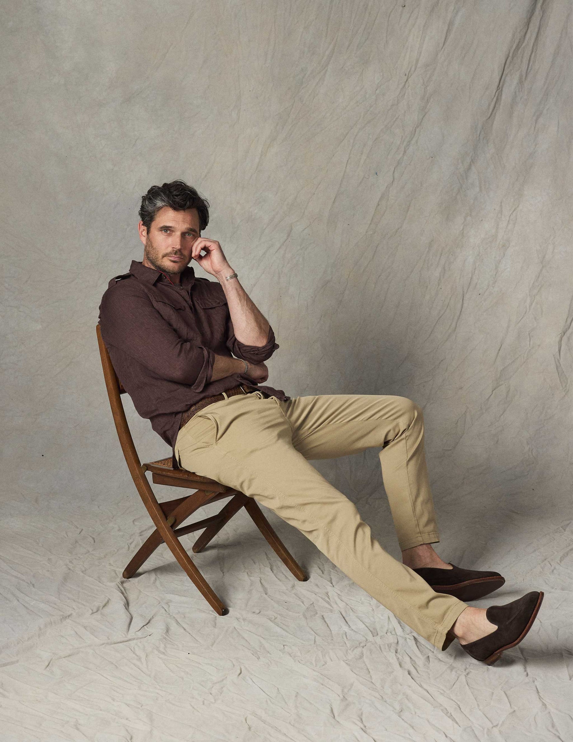Atlas Linen Safari Shirt in Saddlewood